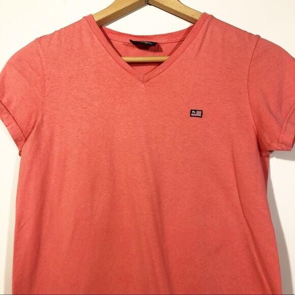 5/$25 Polo Ralph Lauren V Neck Basic Pink Coral T Shirt Size Small - Picture 3 of 4